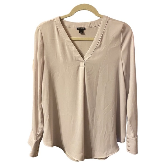 ANN TAYLOR PALE GRAY CAREER BLOUSE - Picture 1 of 5